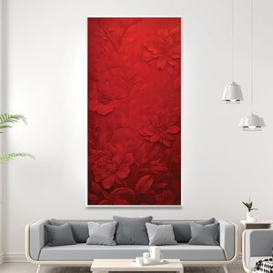 Crimson Flora Canvas Art Clock Canvas