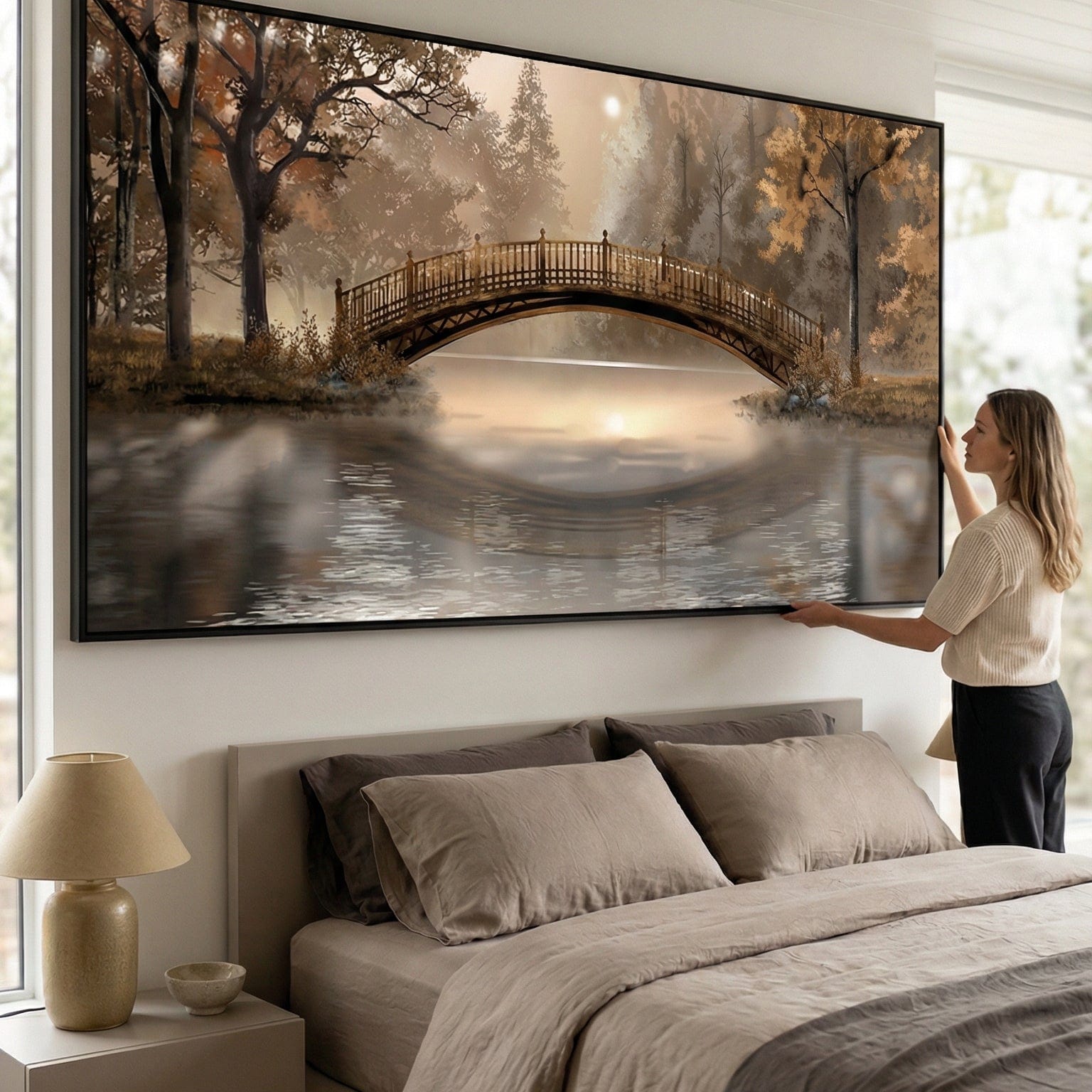 Crossing Still Waters Easy Build Frame Posters, Prints, & Visual Artwork Clock Canvas