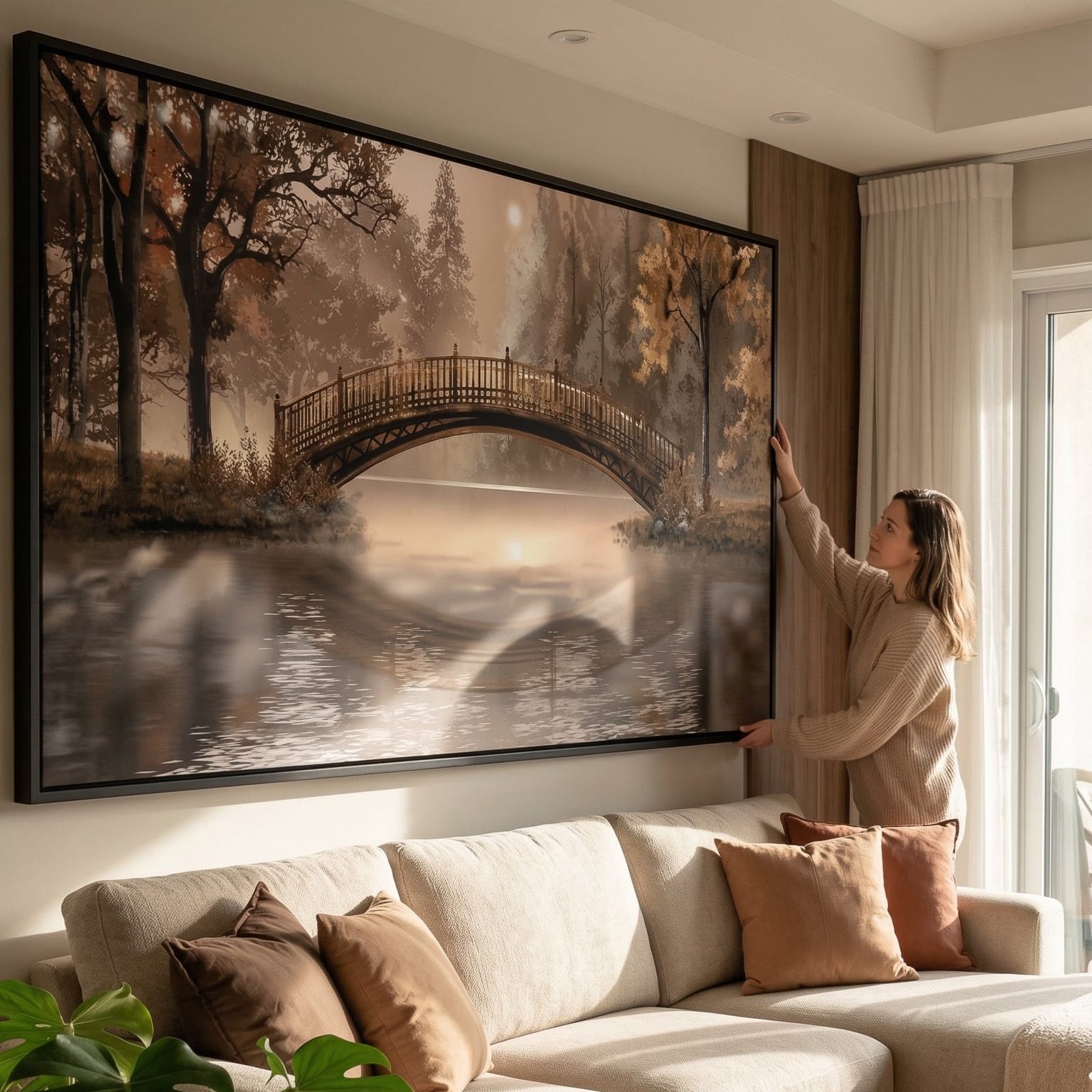 Crossing Still Waters Easy Build Frame Posters, Prints, & Visual Artwork Clock Canvas