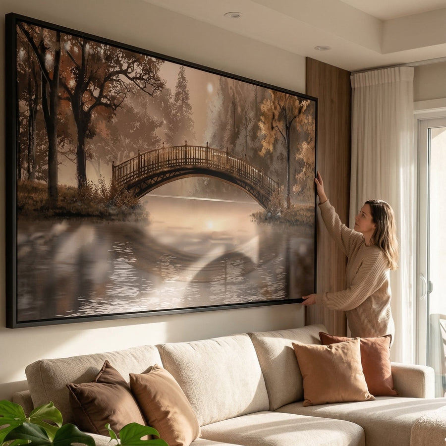 Crossing Still Waters Easy Build Frame Posters, Prints, & Visual Artwork Clock Canvas