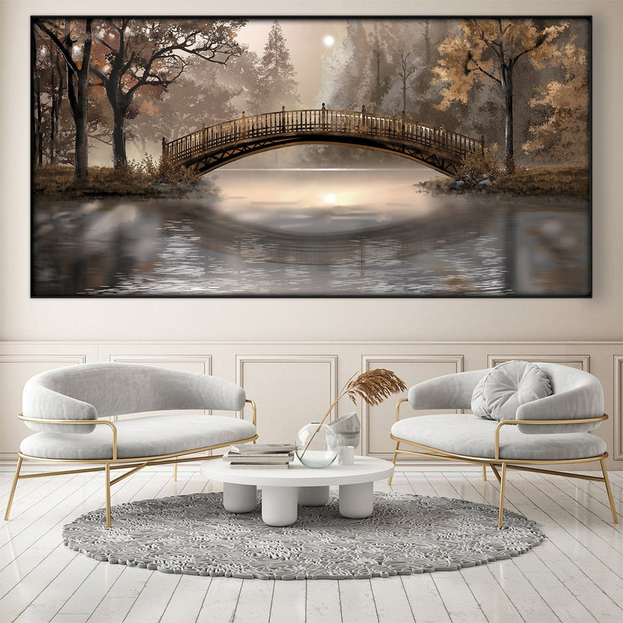Crossing Still Waters Easy Build Frame Posters, Prints, & Visual Artwork Easy Build Frame & Fabric Print / 80 x 40in Clock Canvas