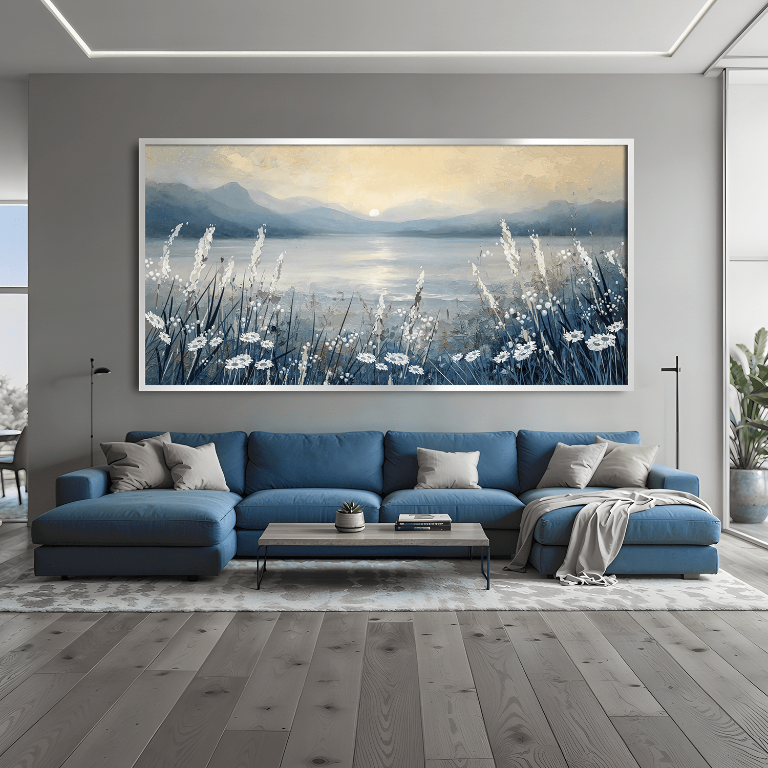 Daisies by the Lake Canvas Art Clock Canvas