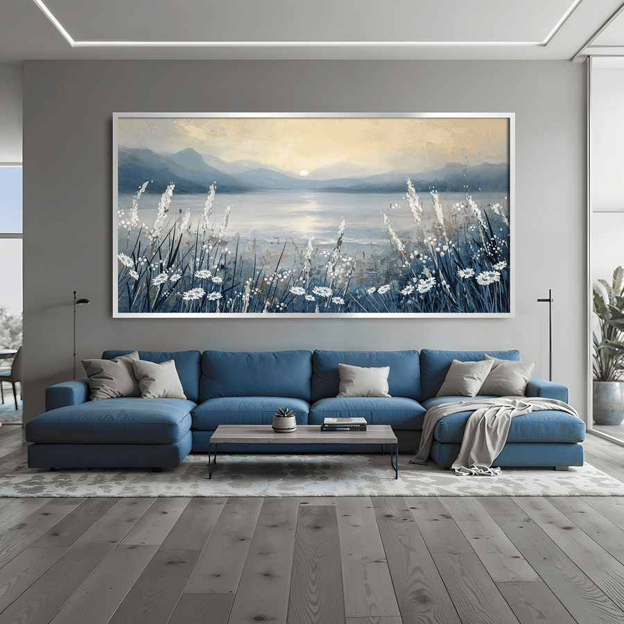 Daisies by the Lake Canvas Art Clock Canvas