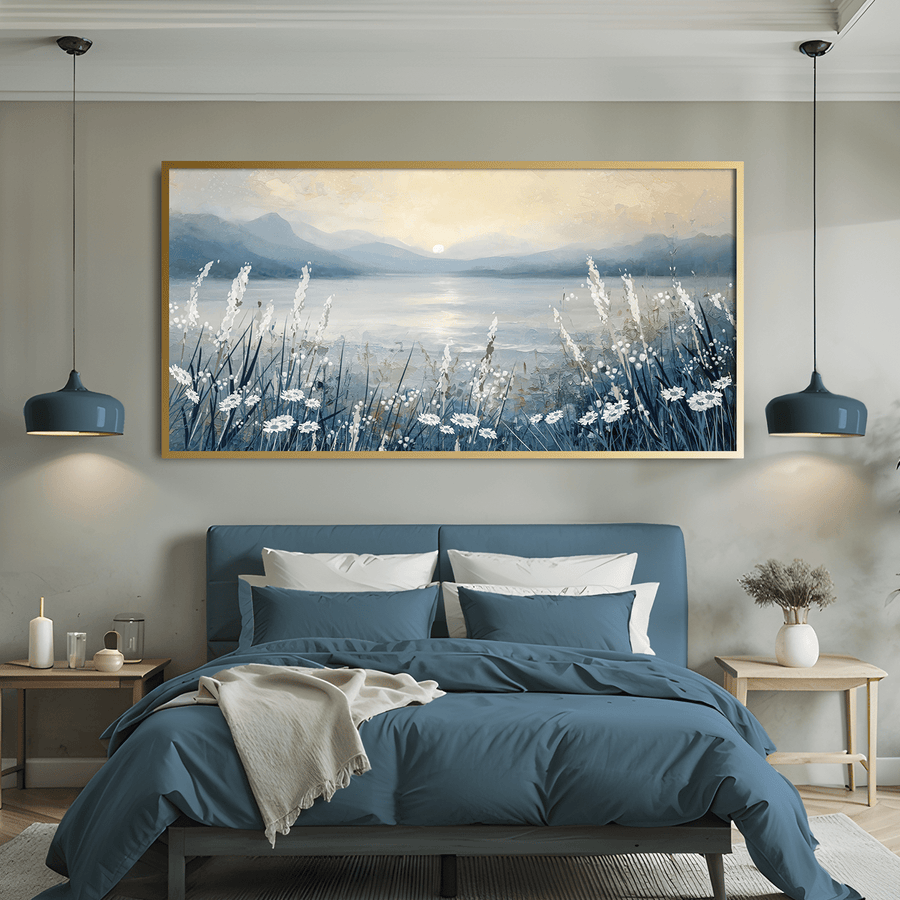 Daisies by the Lake Canvas Art Clock Canvas