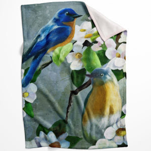 Daisy Blue Birds Blanket Blanket 75 x 100cm Clock Canvas