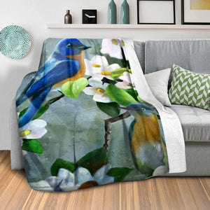Daisy Blue Birds Blanket Blanket Clock Canvas