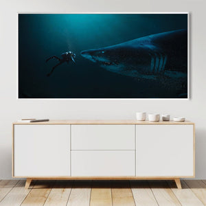 Diver and Shark Canvas Art Clock Canvas