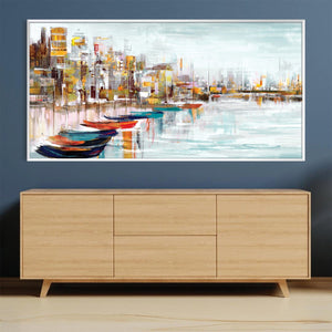 Docked in Color Canvas Art Clock Canvas