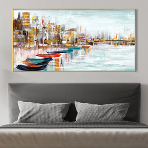 Docked in Color Canvas Art Clock Canvas