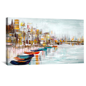 Docked in Color Canvas Art Clock Canvas