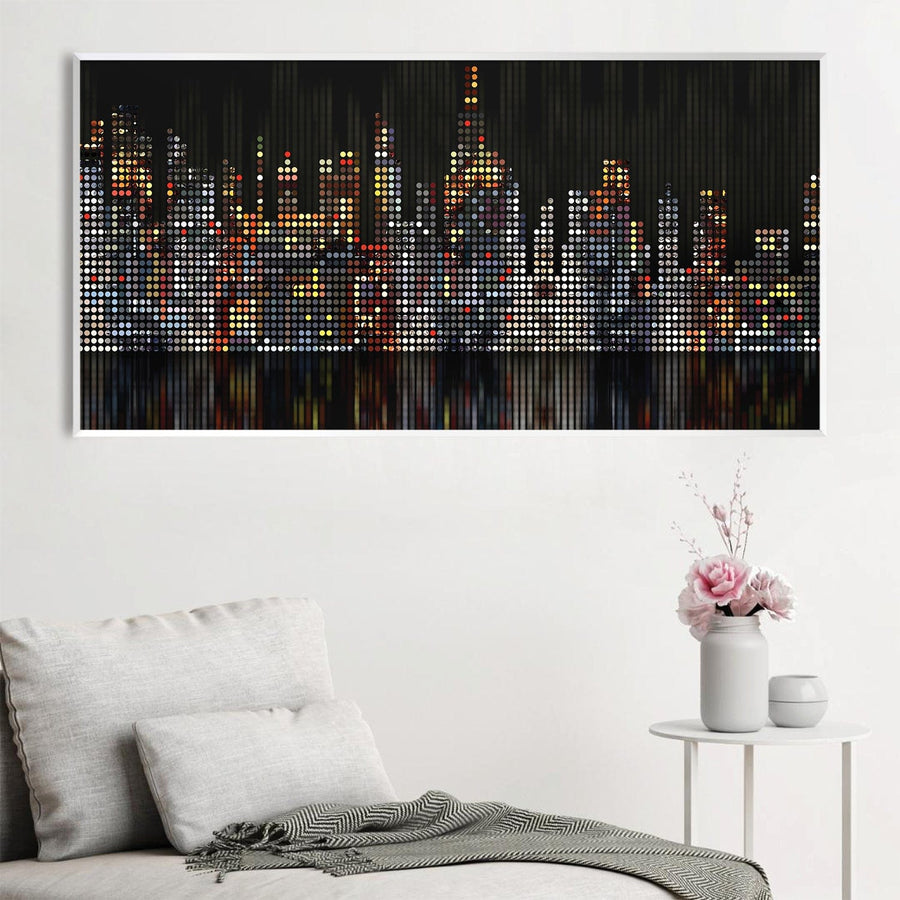Dotted Metropolis Canvas Art Clock Canvas