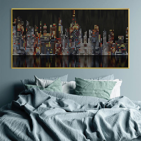 Dotted Metropolis Canvas Art Clock Canvas