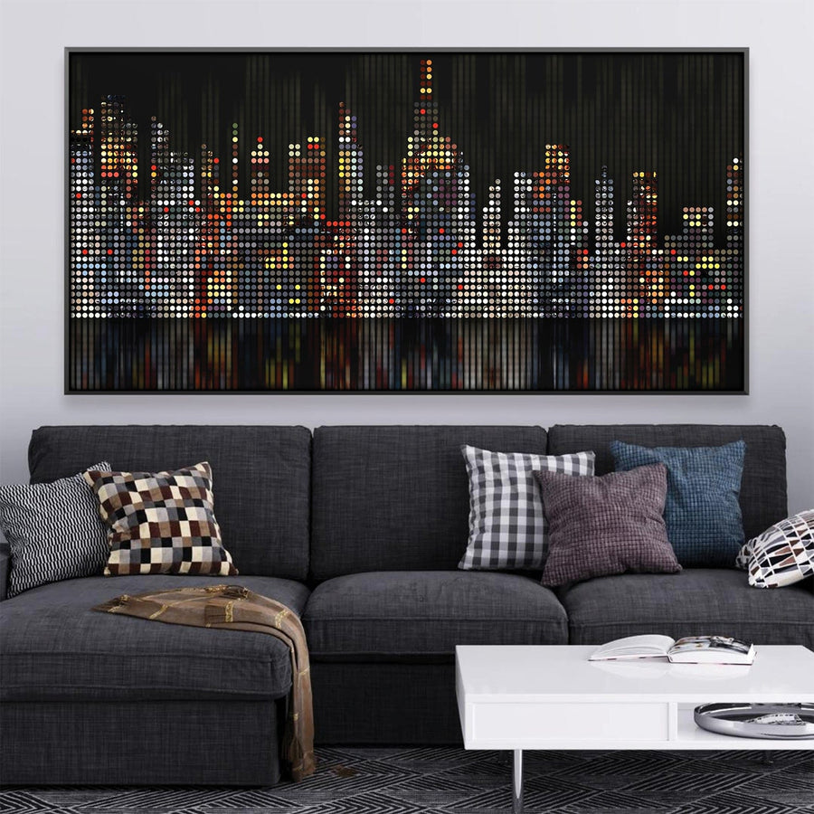 Dotted Metropolis Canvas Art Clock Canvas