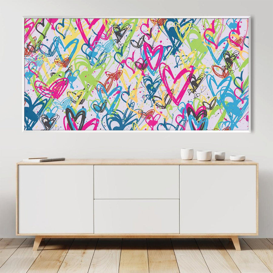 Drawn Hearts Canvas Art Clock Canvas