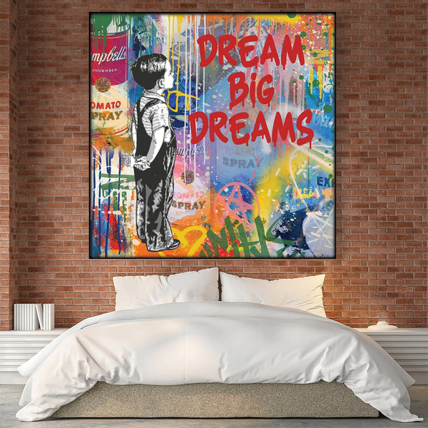 Dream Big Dreams Easy Build Frame Art Easy Build Frame & Fabric Print / 24 x 24in Clock Canvas