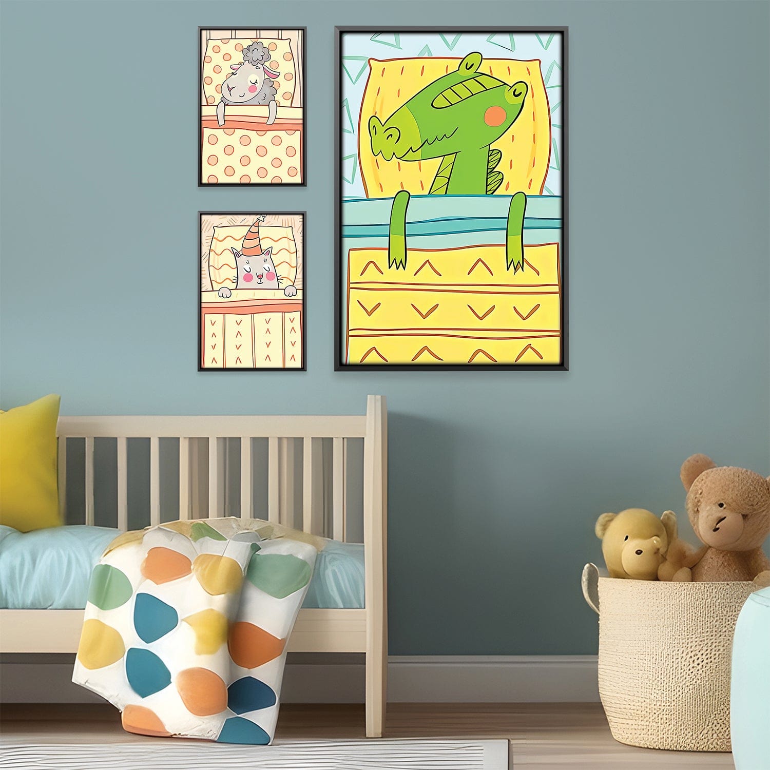 Dreamland Buddies Canvas Art Set of 3 / 12 x 18in / Canvas Clock Canvas