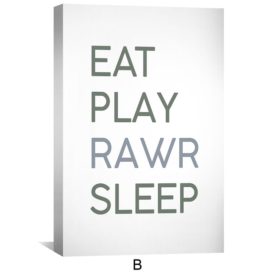 Eat Play Rawr Sleep Canvas Art Clock Canvas
