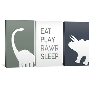 Eat Play Rawr Sleep Canvas Art Clock Canvas