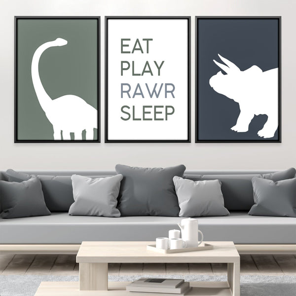 Eat Play Rawr Sleep Canvas Art Clock Canvas