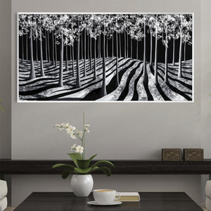 Ebony Ivory Forest Canvas Art Clock Canvas