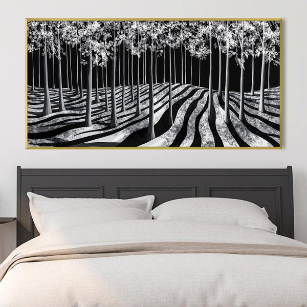 Ebony Ivory Forest Canvas Art Clock Canvas