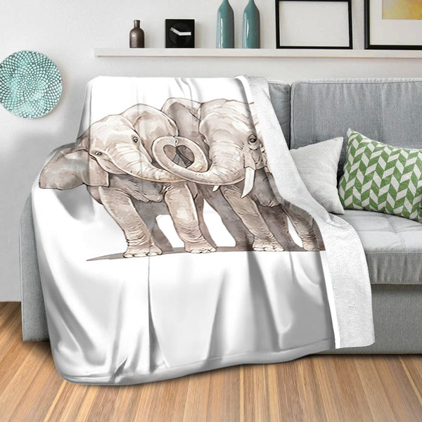 Elephant Love Blanket Blanket Clock Canvas