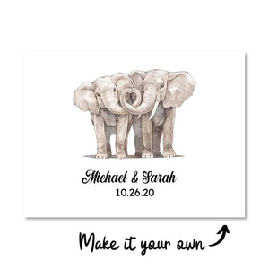 Elephant Love Canvas Customizer Landscape Short / 100 x 75cm / Standard Gallery Wrap Clock Canvas