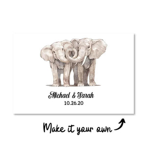 Elephant Love Canvas Customizer Landscape Short / 150 x 100cm / Standard Gallery Wrap Clock Canvas