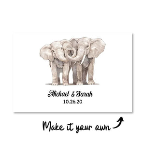 Elephant Love Canvas Customizer Landscape Short / 150 x 100cm / Unframed Canvas Print Clock Canvas