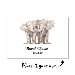 Elephant Love Canvas Customizer Landscape Short / 45 x 30cm / Standard Gallery Wrap Clock Canvas