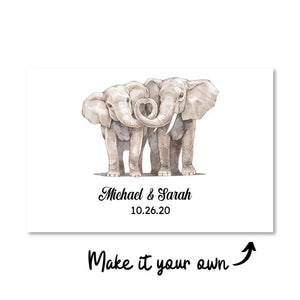 Elephant Love Canvas Customizer Landscape Short / 45 x 30cm / Unframed Canvas Print Clock Canvas