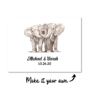 Elephant Love Canvas Customizer Landscape Short / 60 x 45cm / Standard Gallery Wrap Clock Canvas