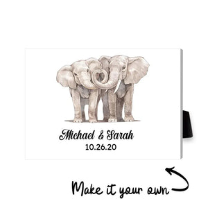 Elephant Love Desktop Canvas Customizer Clock Canvas