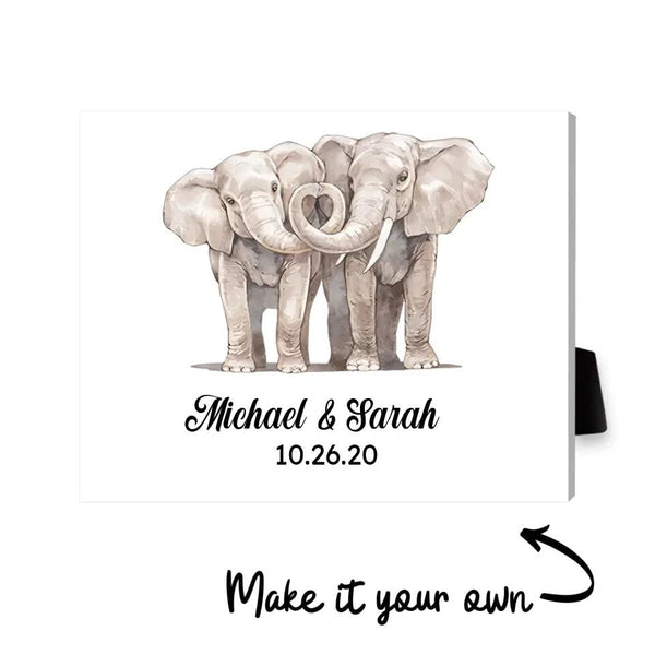 Elephant Love Desktop Canvas Customizer Clock Canvas