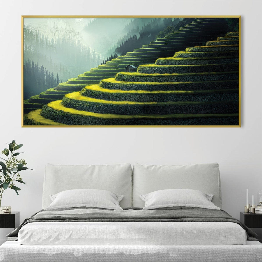 Emerald Staircase Canvas Art Clock Canvas