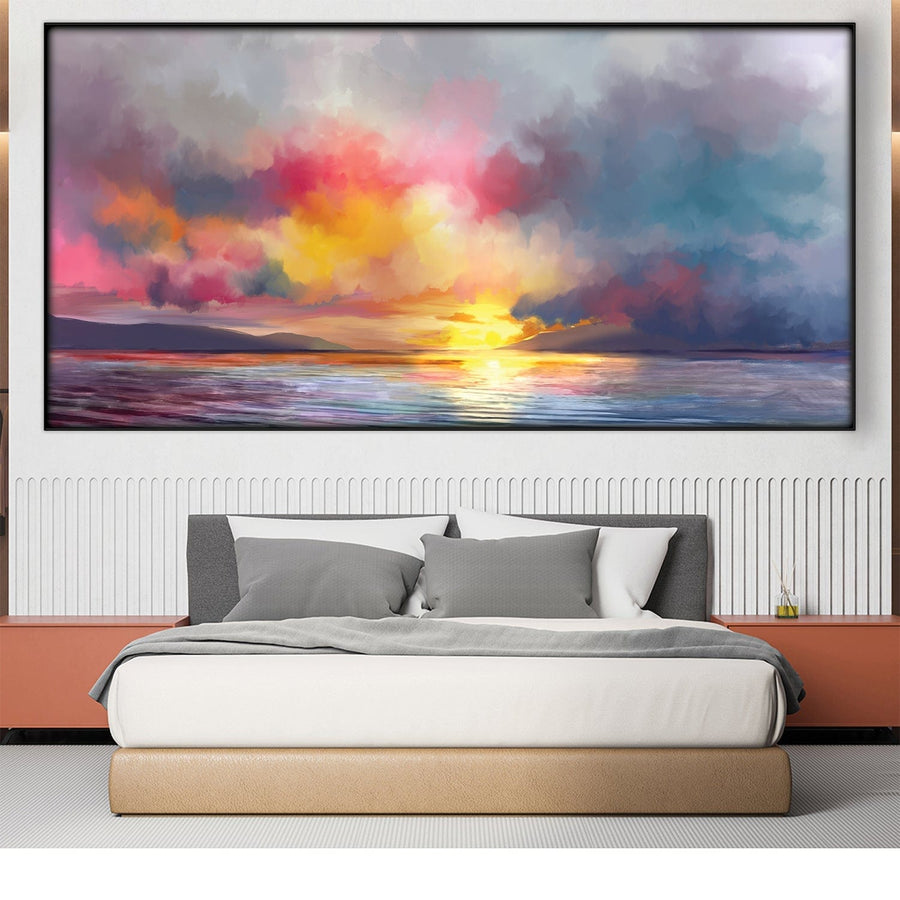 Euphoric Horizon Easy Build Frame Posters, Prints, & Visual Artwork Easy Build Frame & Fabric Print / 40 x 20in Clock Canvas