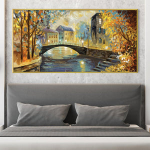 Evening by the Canal Canvas Art Clock Canvas