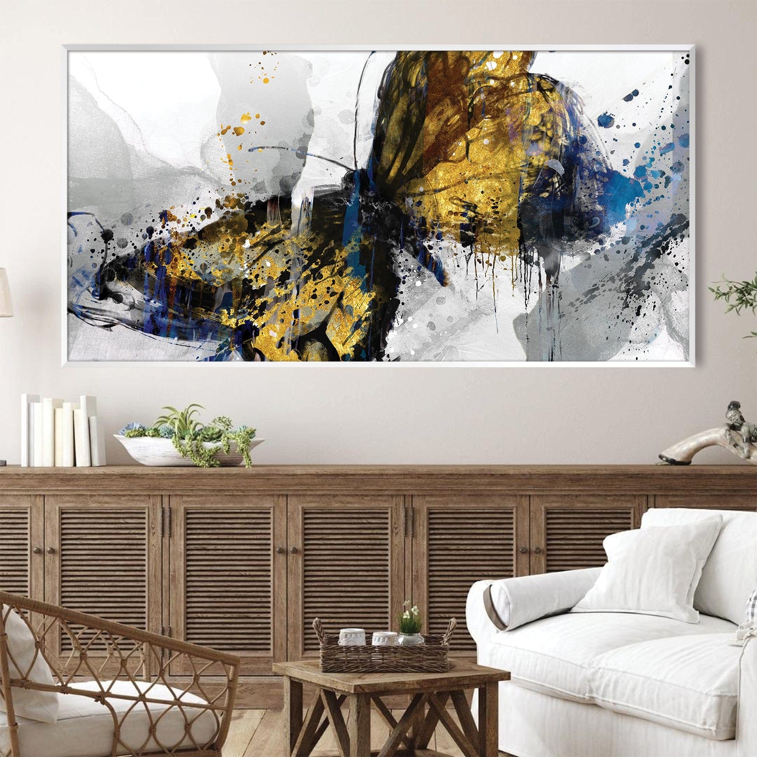 Faded Butterfly Canvas Art Clock Canvas