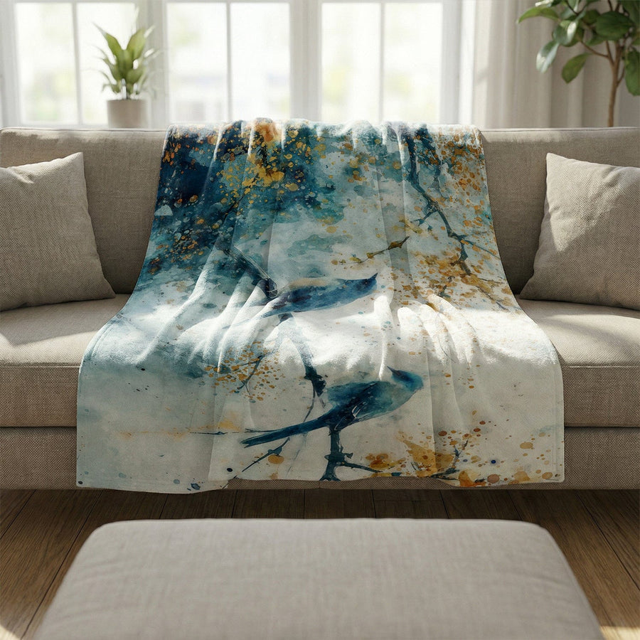 Feathered Harmony Blanket Blanket Clock Canvas