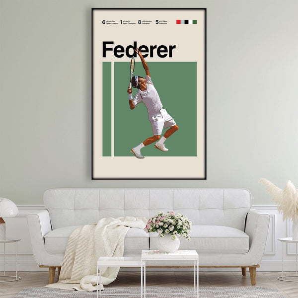 Federer Stats Easy Build Frame Art Easy Build Frame & Fabric Print / 24 x 36in Clock Canvas