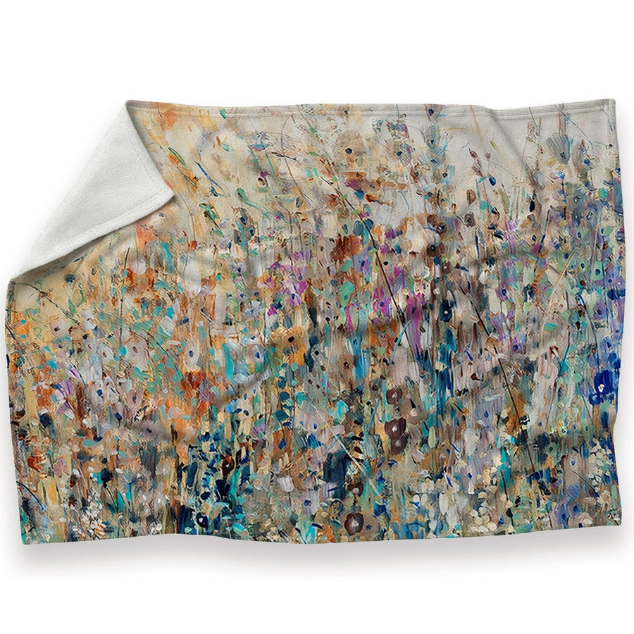 Field of Floral Blanket Blanket 30 x 40in Clock Canvas