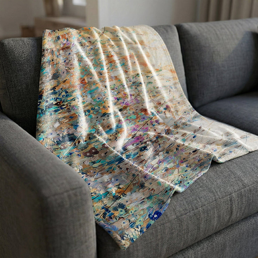 Field of Floral Blanket Blanket Clock Canvas