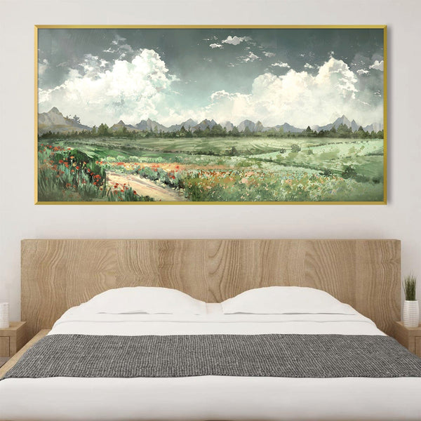 Fields Before the Peaks Canvas Art Clock Canvas