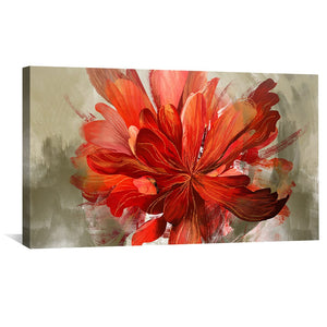 Fiery Petal Bloom Canvas Art Clock Canvas