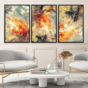 Fire Brushed Canvas Art Set of 3 / 12 x 18in / Canvas Clock Canvas