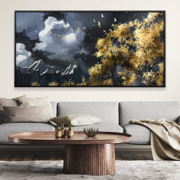 Flight over Peaks Canvas Art 20 x 10in / Canvas Clock Canvas