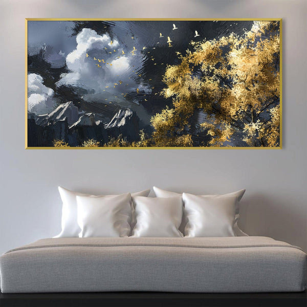 Flight over Peaks Canvas Art Clock Canvas