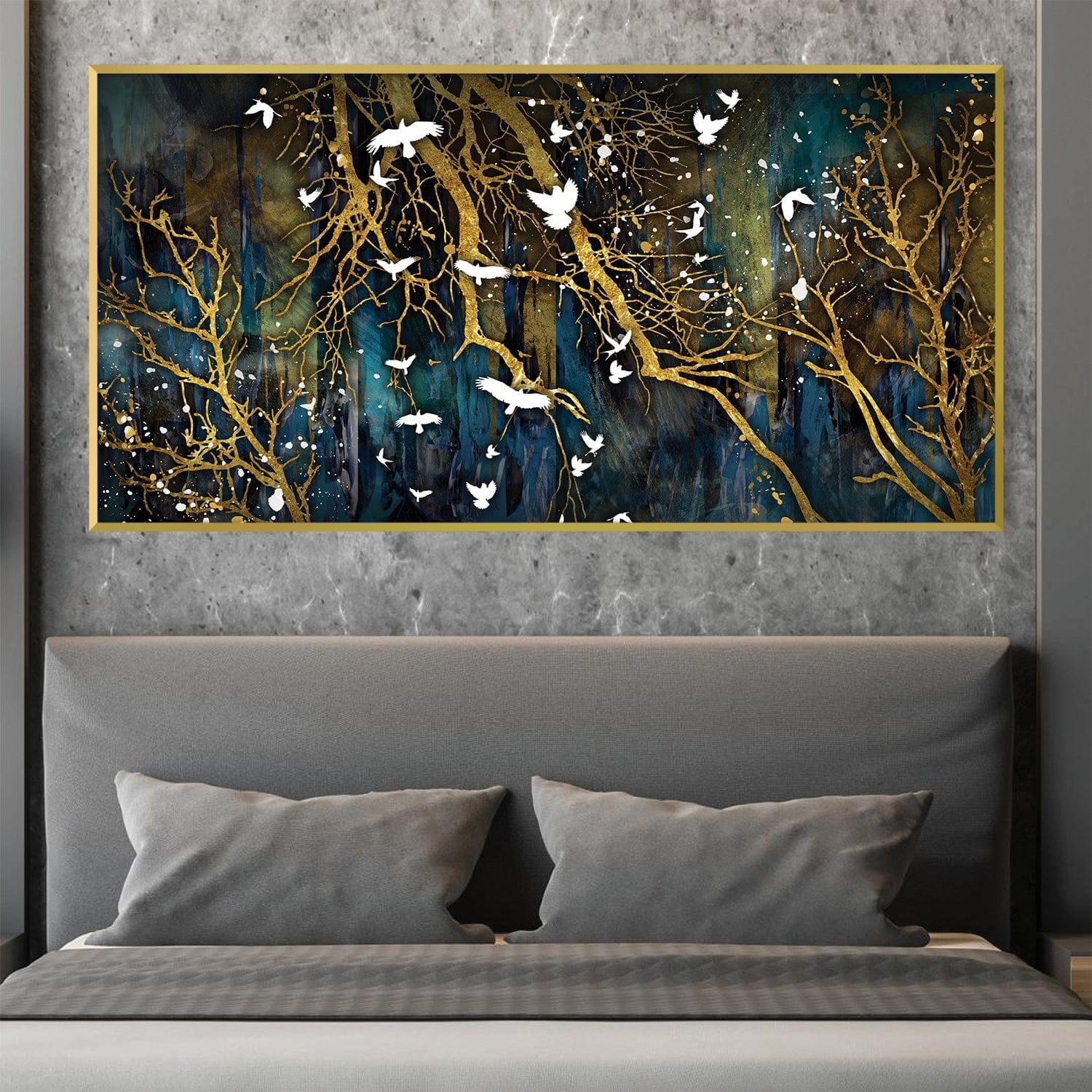 Flocking Abstract Canvas Art Clock Canvas