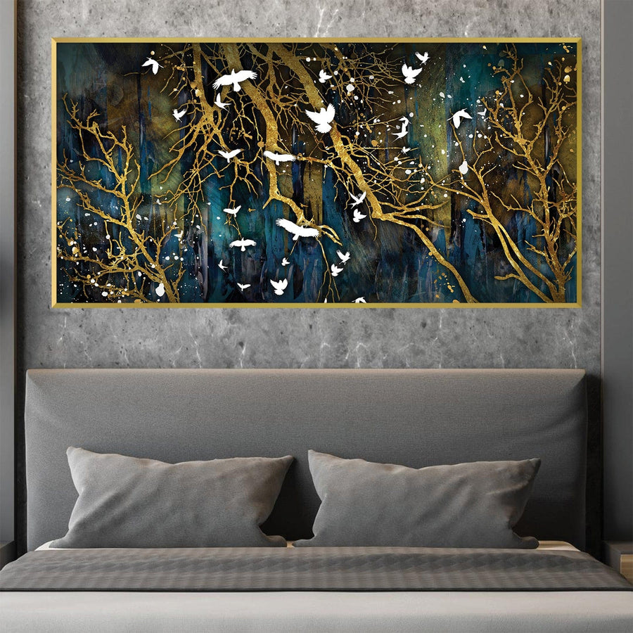 Flocking Abstract Canvas Art Clock Canvas
