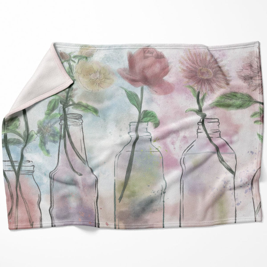 Floral Bottles Blanket Blanket 75 x 100cm Clock Canvas